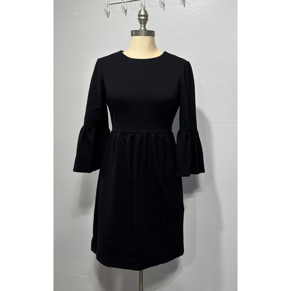 CLUB MONACO Black Bell Sleeve Loalla Ponte Dress Size 2 Classic Office Work - Picture 1 of 14